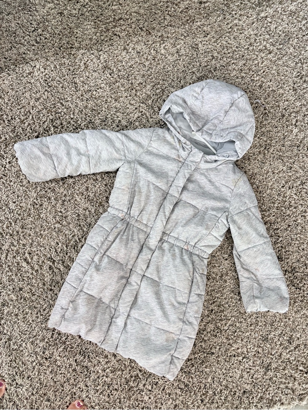 GAP Light Gray Quilted Hooded Puffer Coat
